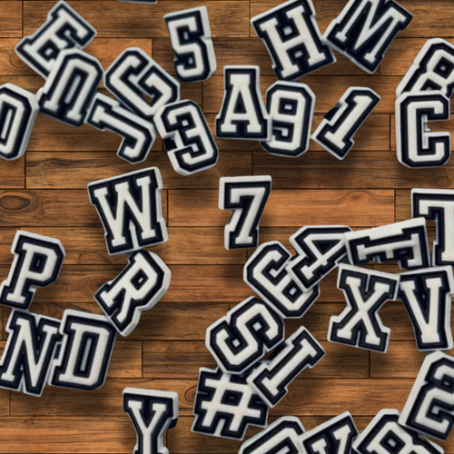 White letters and numbers - numbers, croc